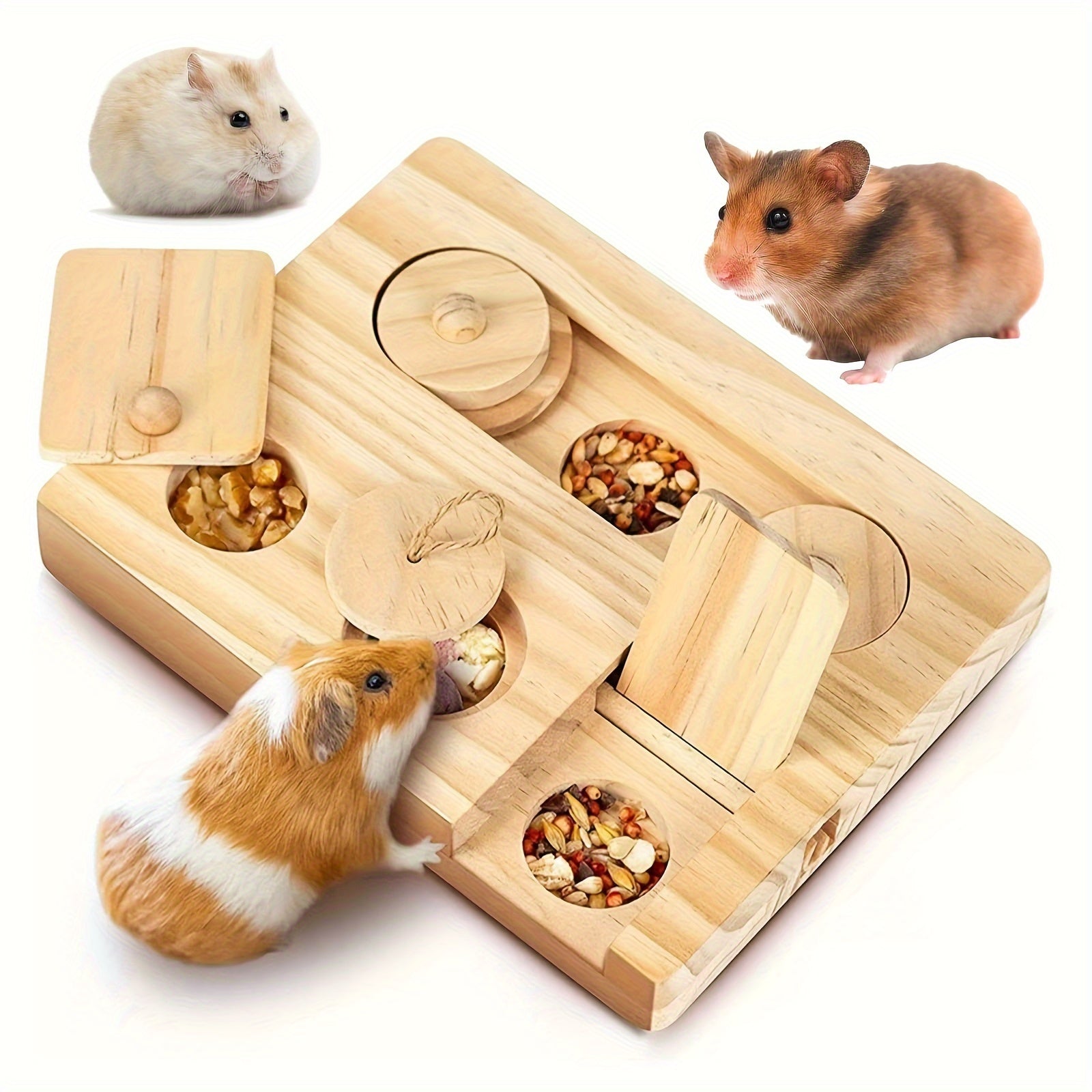 Guinea Pig Foraging Toys, 6 In 1 Hamsters Wooden Interactive Educational Foraging Toy, Enrichment Toys For Rabbits, Bunny, Chinchilla, Rats And Gerbils Small Animal Pet Toys