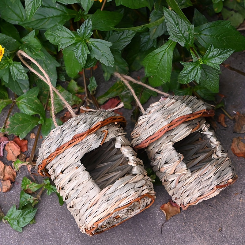 1pc Rustic Charm Natural Grass Woven Bird Nest - Hanging Garden Decor & Cozy Pet Straw Bird House