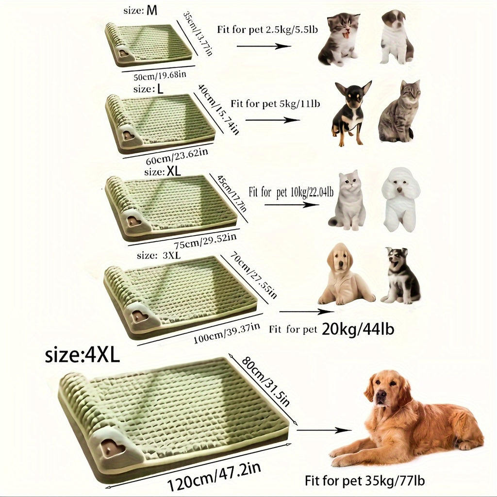 Soft Plush Pet Bed with Neck Pillow & Anti-Slip Bottom - Cozy Sofa Sleeping Pad for Dogs & Cats of All Sizes, Washable Winter Warmth Kennel Mat, Light Green Quilted Design, 42.13" x 31.50, Indoor Pet Bed | Hightop Bolster Bed