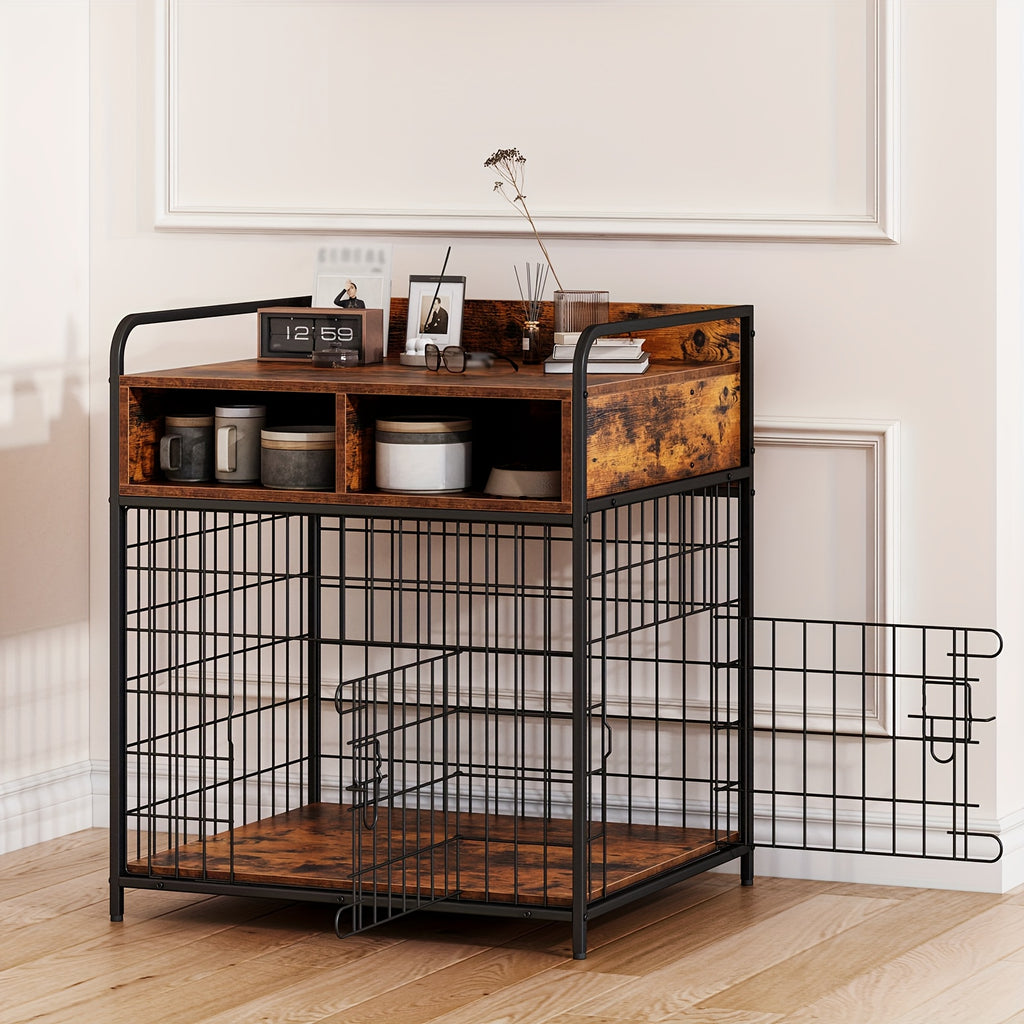 Saudiism Dog Crate for Small Dogs - Heavy-Duty Wooden with 2 Drawers, Sturdy Metal Frame & Soft Interior, Portable Pet Bed for Puppies, Collies, Poodle, Puppy Crate, Pet Bed, Classic Pet Furniture, Durable Pet Furniture