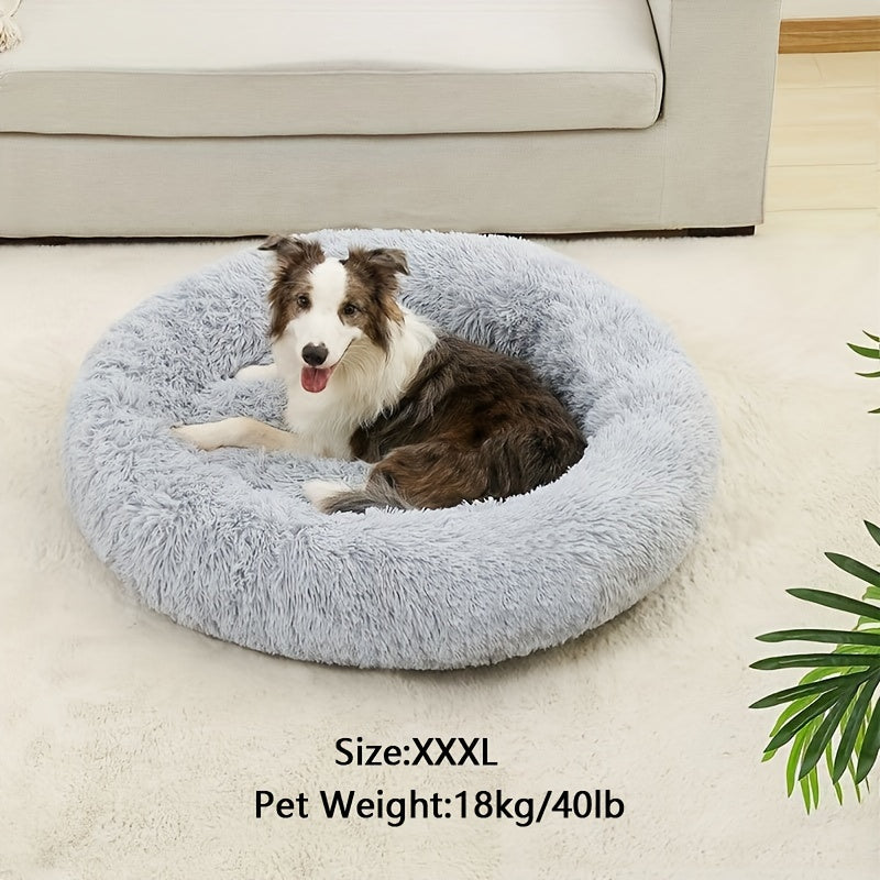 Cozy Fluffy Faux Fur Plush Pet Bed - Soft, Warming, Round, Long-Lasting Comfort for Small to Medium Dogs and Cats - Ideal for Cold Winter Nights and Snuggle Lovers