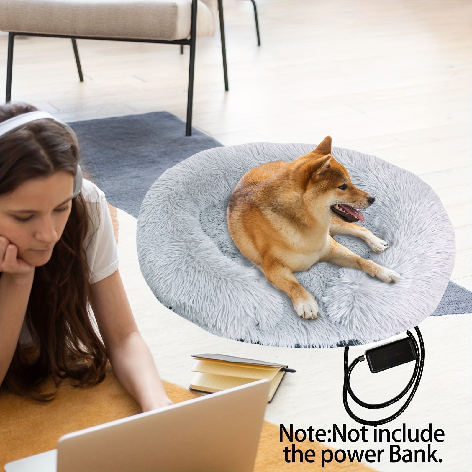 [Nonslip Safety] Colorful USB-Powered Pet Heating Bed for Cats & Small Dogs - Soft Plush Nest with Adjustable Thermostat, 5-Temperature Settings, Timer Function, Non-Slip Bottom, and Remote Control - Perfect for Cold Winter N