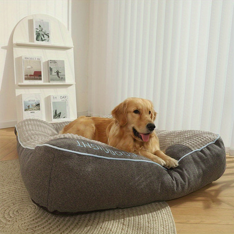 Extra Large Dog Bed for Medium & Large Dogs - Deep Sleep Mattress with Ergonomic Support, Cooling Gray & Beige Striped Design, Durable Polyester, No Assembly Needed, Perfect for Indoor Pets, Dog Bed for Large Dogs, Indoor Pet
