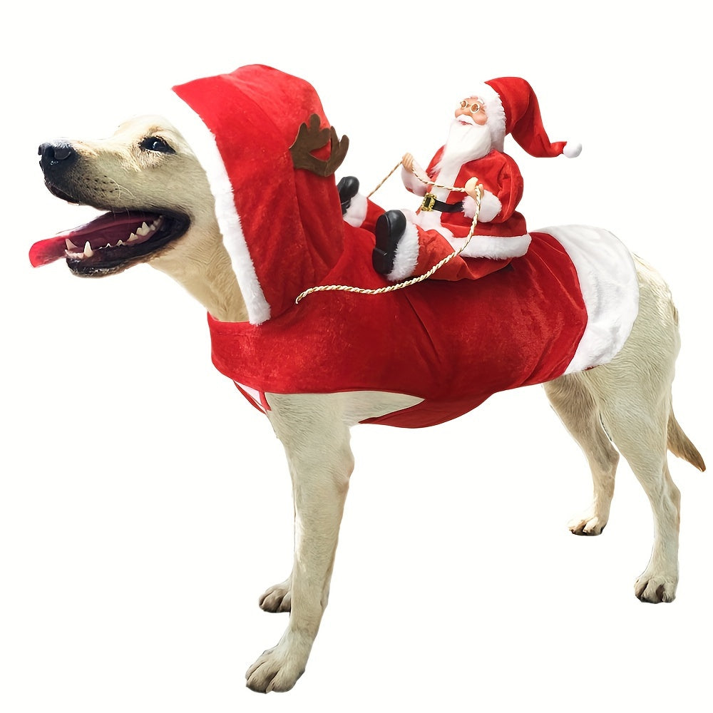 Adorable Santa Claus Pet Costume - Soft, Comfortable, Riding Design for Small, Medium, Large Dogs - Festive Party Outfit, Christmas Dog Clothes, Cosplay Pet Apparel
