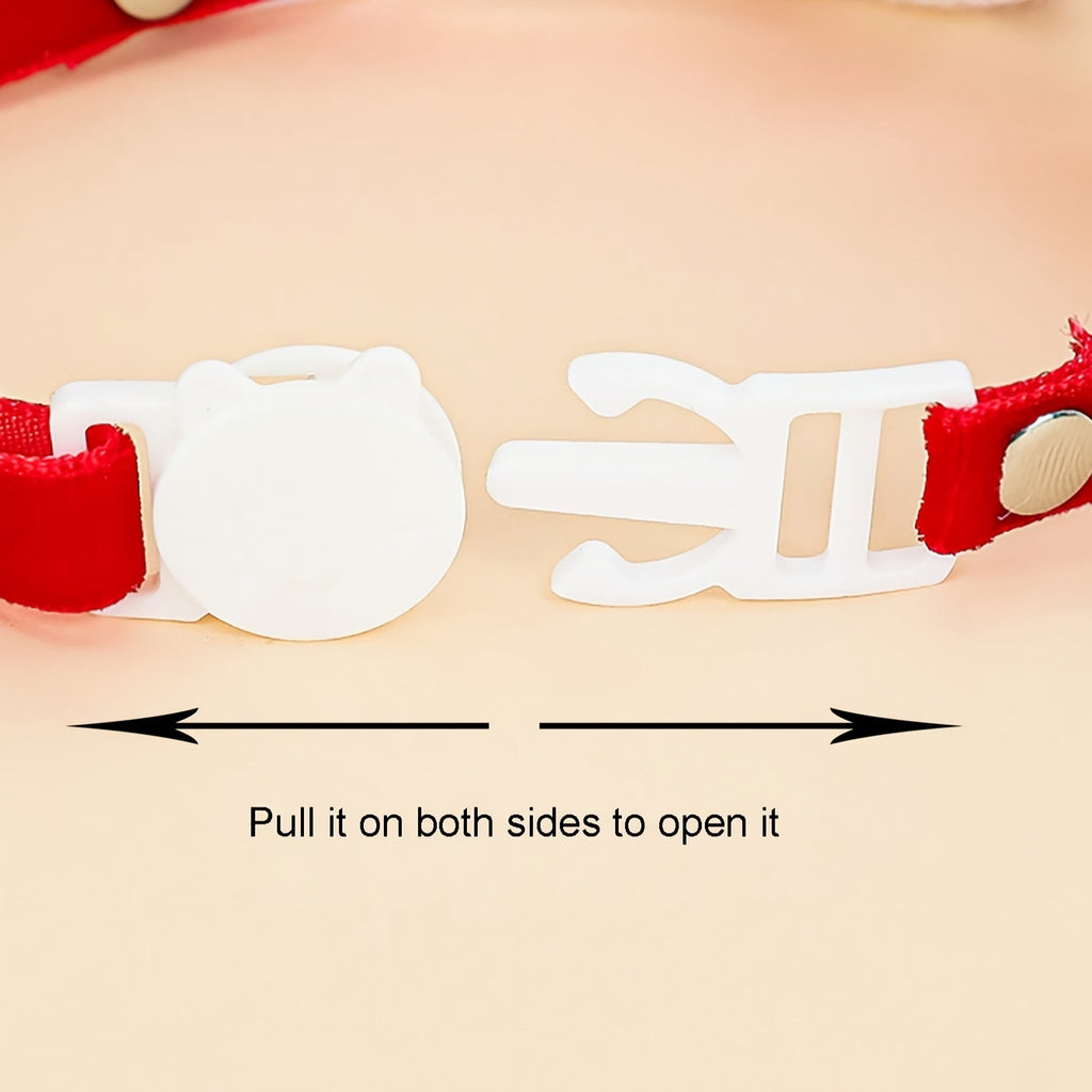 1pc Christmas Bowtie Pet Collar with Reindeer Pendant, Small Breed Polyester Fiber Neck Accessory, Red Velvet Bow, for Cats and Dogs, Holiday Fashion Decor