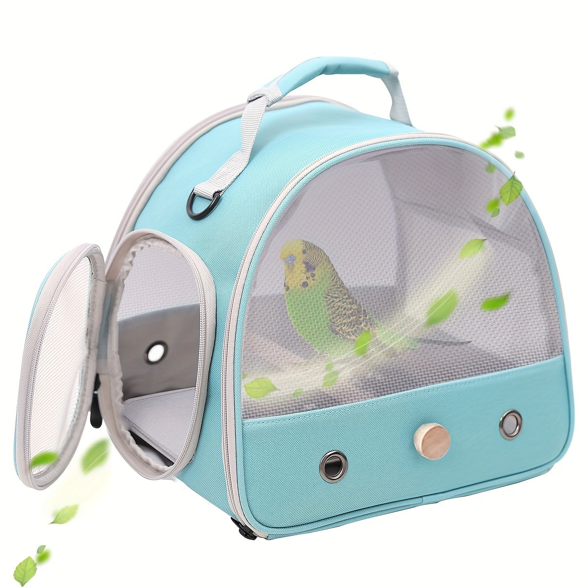 1pc Bird Carrier Cage, Portable Clear Small Bird Carrying Cage With Standing Wooden Perch And Soft Mat, Airline Approved Outdoor Bird Travel Cage