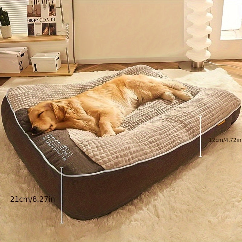 Extra Large Dog Bed for Medium & Large Dogs - Deep Sleep Mattress with Ergonomic Support, Cooling Gray & Beige Striped Design, Durable Polyester, No Assembly Needed, Perfect for Indoor Pets, Dog Bed for Large Dogs, Indoor Pet