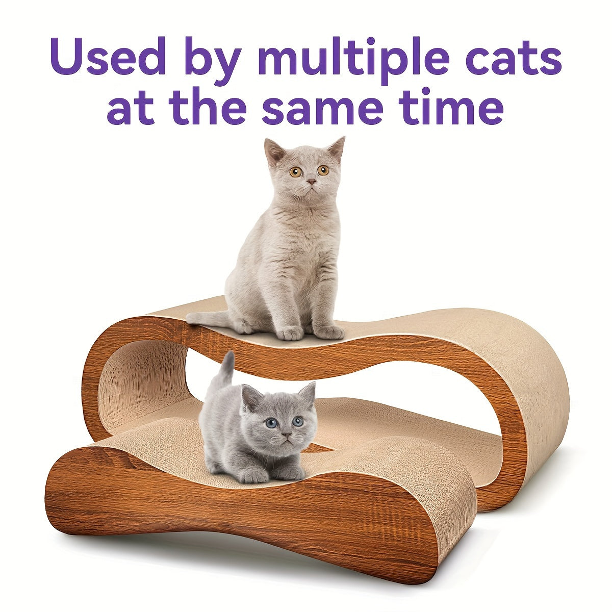 [Durable Cat Scratching Board] 2-in-1 Cat Scratching Board & Resting Bed | Durable Hard Cardboard Pet Toy, 8-Shaped Design for Claw Protection, Two-Piece Set for Indoor Cats