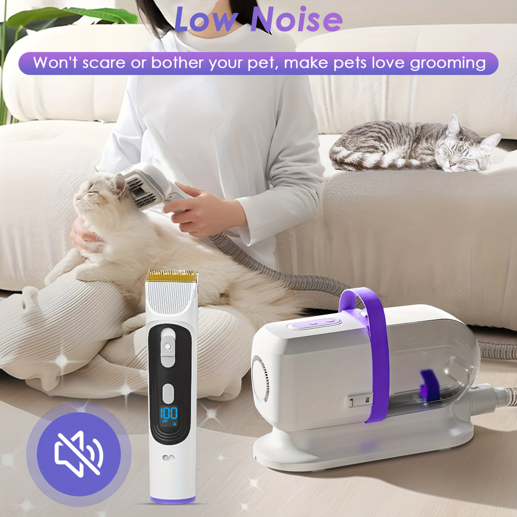 8-in-1 Pet Grooming Vacuum & Dog Hair Vacuum, 12000Pa Powerful Dog Vacuum For Shedding Grooming Hair, 2.2L Large Dust Cup, Low Noise, 3 Suction Levels, 6 Grooming Tools, Home Cleaning, Without Battery