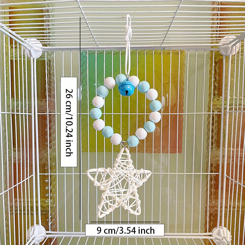 1pc Bird Chewing Rattan Toy, Small Parrot Hanging Swing Molar Toy For Bird Cage Hanging Toy, Pet Birds Swing Pecking Bite Toy