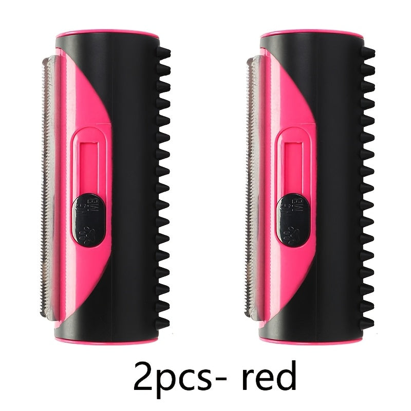 [Medium & Large Pet Grooming Set] 1/2pcs PetPro Stainless Steel & Plastic Dog Grooming Brush Set, Uncharged Hair Remover Comb for All Life Stages, Medium & Large Fur Pets, Fine Tooth Cleaning Brush Included