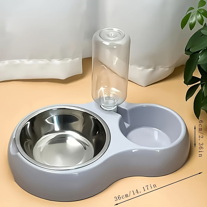 Durable Resin Pet Feeding Station - 1pc Double Bowl Design with Water Bowl, Non-Slip Base, Easy Clean, No Battery Required for Cats and Dogs