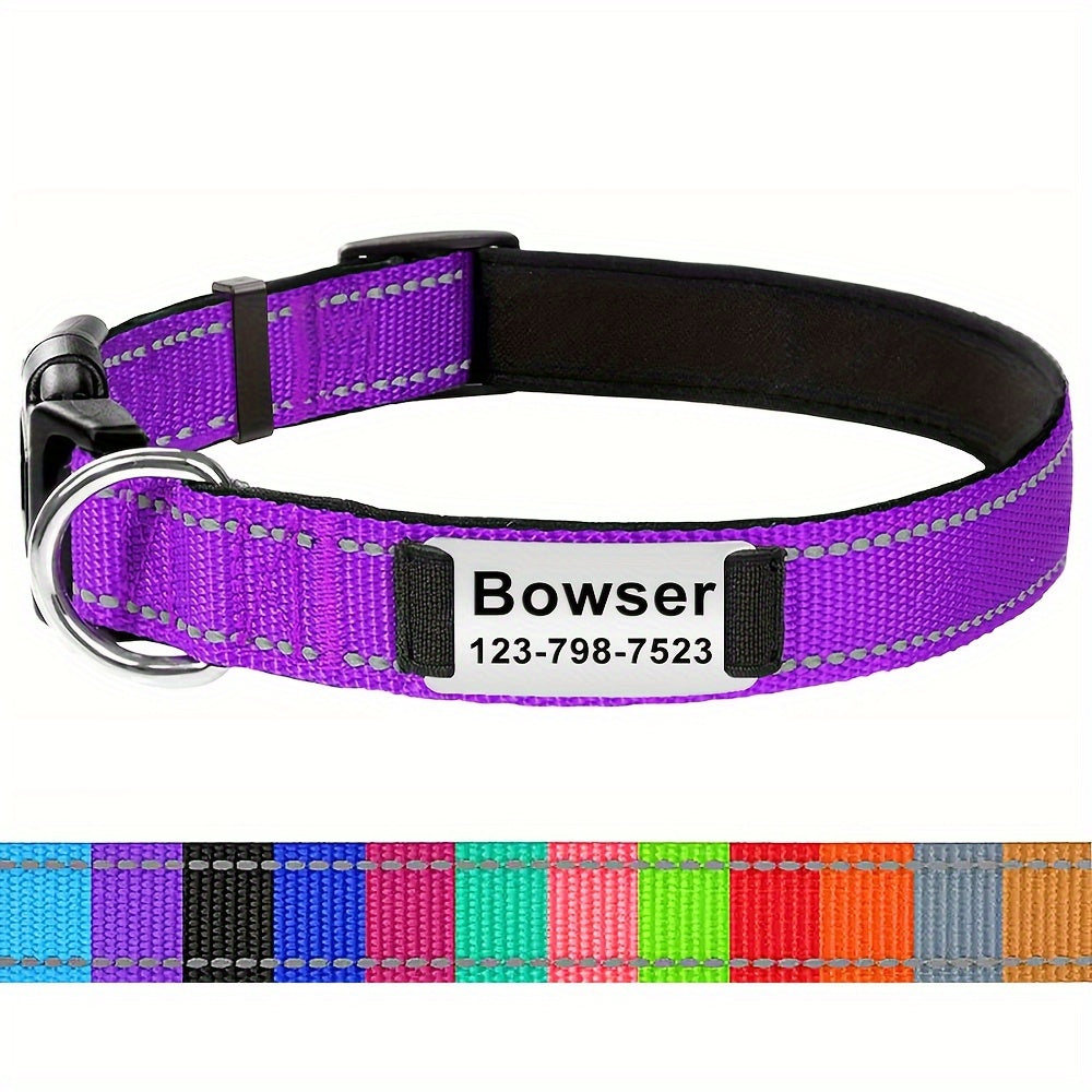 Personalized Pet Collars, Customized Dog Nylon Collar With ID Pendant Tag, Dog Outdoor Accessories And Decorations - Nice Gift For Pets