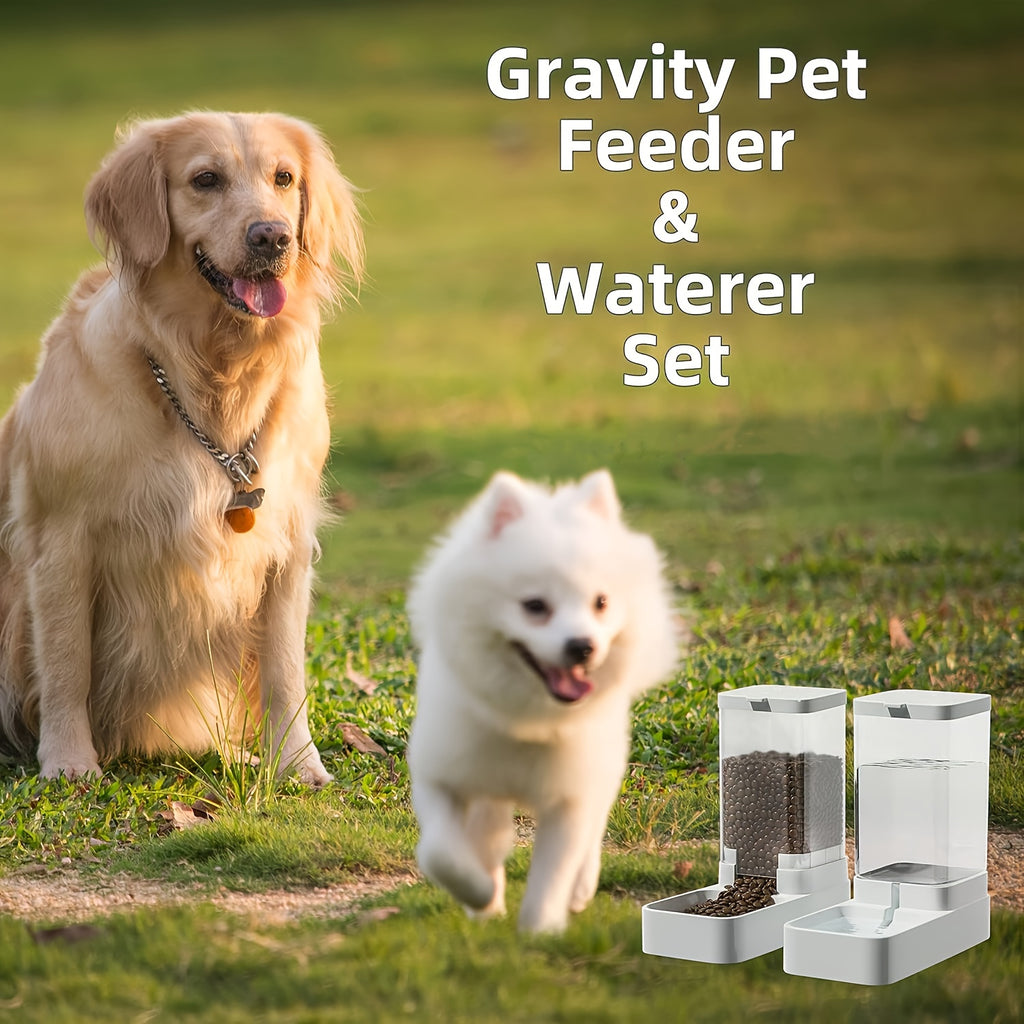 [ Hot selling ] 2pcs Gravity Pet Feeding and Drinking Set, Automatic Dog Food Feeding and Drinking Set - Pet Feeding Set - Suitable for Dogs, Cats, and Pet Animals