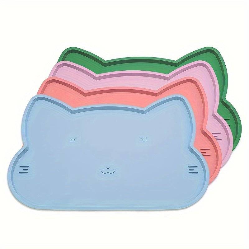 [Silicone Pet Feeding Mat] Waterproof Non-Slip Silicone Pet Feeding Mat - 19x12 inches, Easy Clean Floor Placemat with Raised Edges for Cats & Dogs