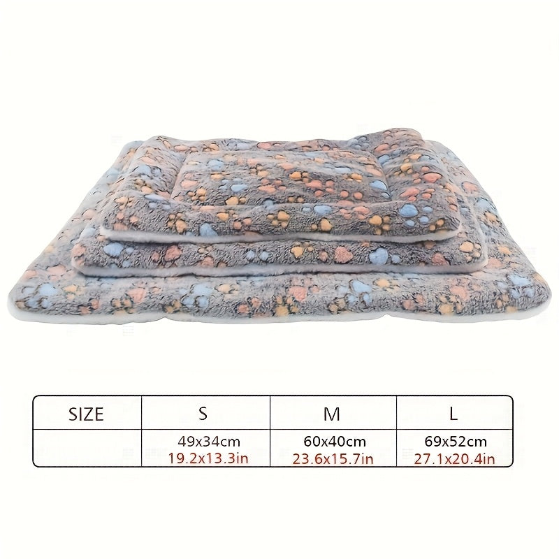 1pc Cozy Flannel Pet Bed Mat, Soft Cartoon Pattern Dog Sleeping Pad, Machine Washable, Warm for Autumn and Winter, Suitable for Extra Small to Medium Breeds, Pet Bed Warmer|Inviting Pet Comfort|Plush Fabric