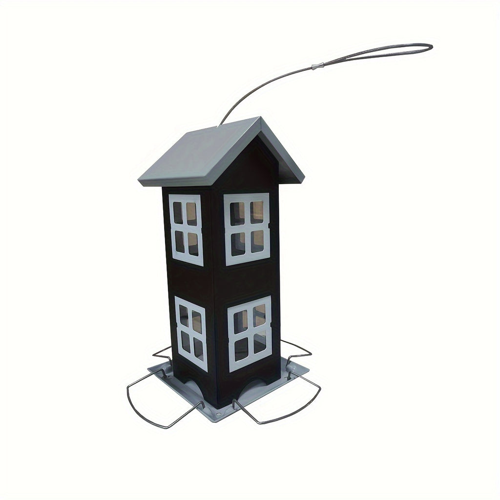 1pc Large Capacity All Metal Wild Bird Feeder - Squirrel Proof, Removable Roof, 4 Port Hanging Feeder - Durable, Weather Resistant, Easy to Clean Outdoor Bird Feeder for Backyard