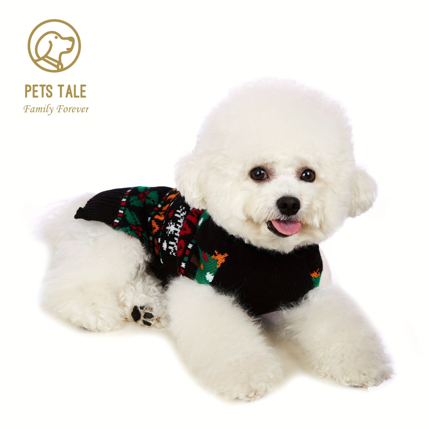 PETS TALE Christmas Sweater for Dogs - Festive Snowflake Reindeer & Merry Christmas Design, 100% Acrylic Machine-Washable Pullover for Small to Medium Dogs, Holiday Party Outfit