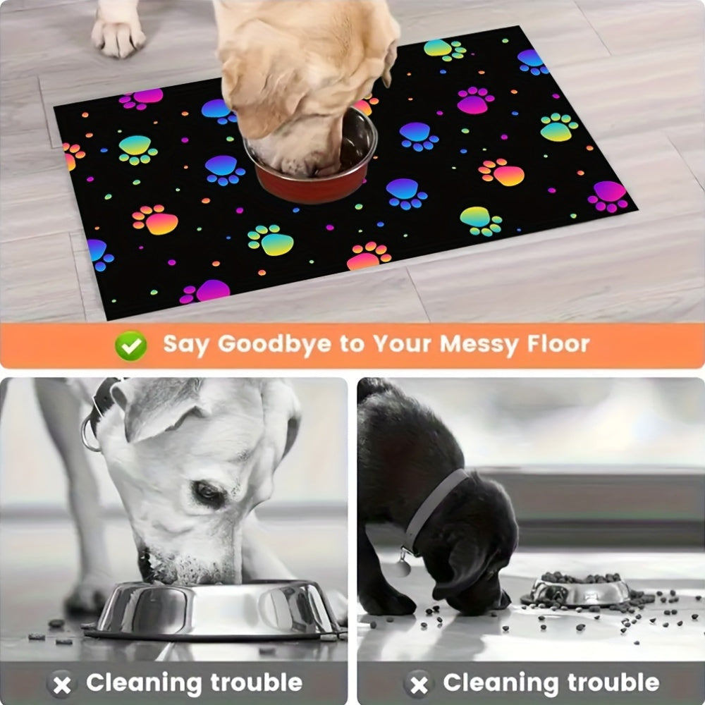 [Quick Drying Dog Bowl Mat] Quick Drying Polyester & Rubber Dog Bowl Mat - Absorbent Non-Slip Pet Feeding Mat for Food and Water - Durable Cat Mat for Dogs, Easy Clean