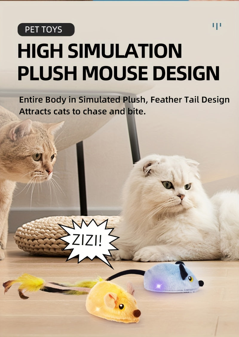 Rechargeable Remote Control Cat Toy - Interactive Electric Mouse with Feather Tail, Automatic Movement, and USB Charging - Fun and Engaging Pet Toy for All Varieties of Cats