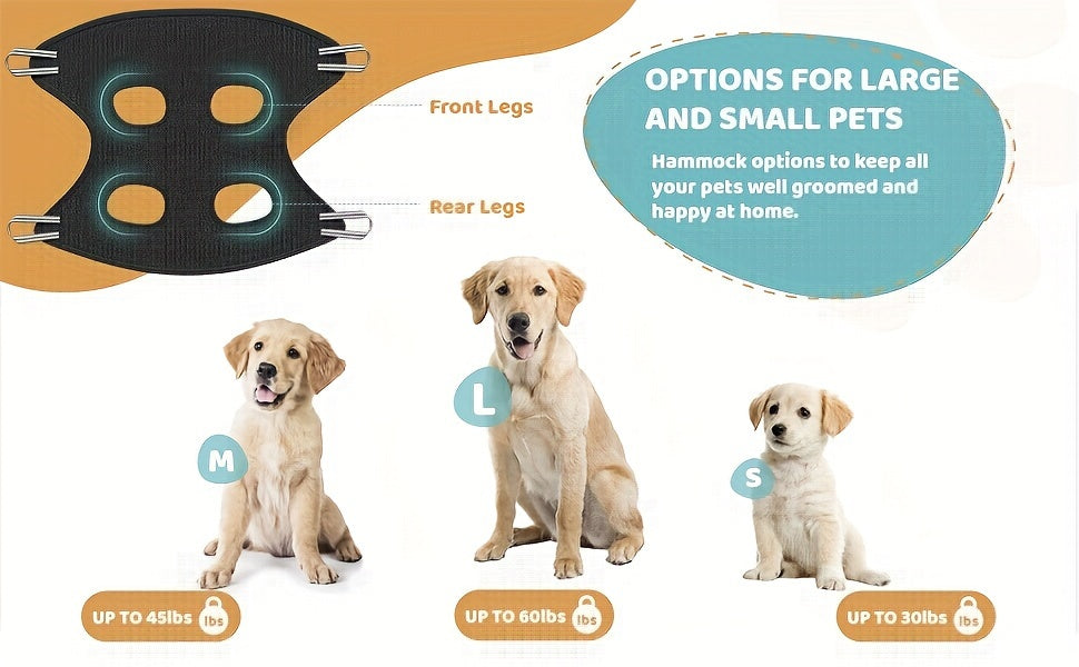 Dog Grooming Hammock Sturdy & Safe Dog Hammock For Grooming With Durable Carabiner Clips & Straps Soft, Comforting Dog Grooming Harness Pet Grooming Hammock + Nail Trimmer For Large Dogs