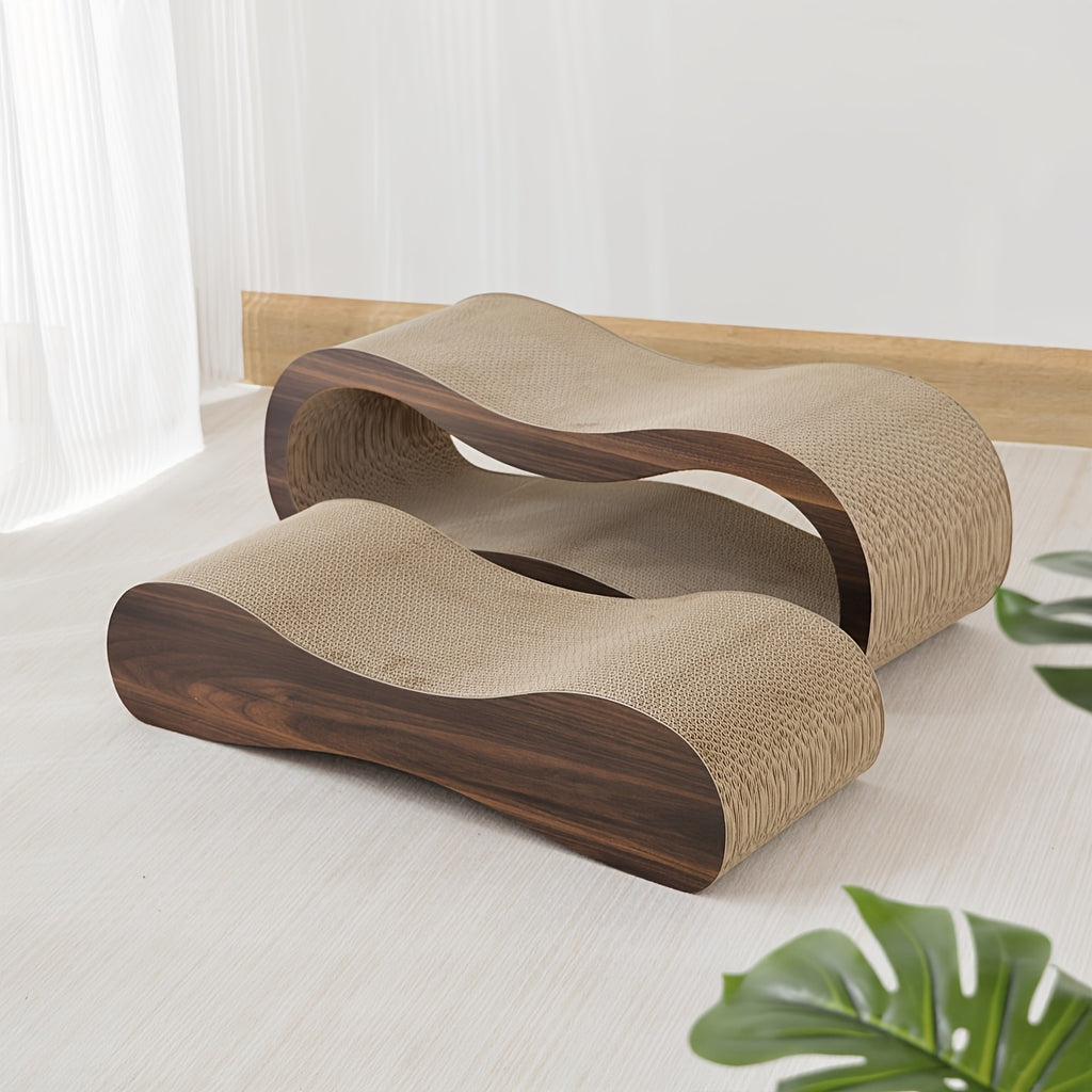 [Durable Cat Scratching Board] 2-in-1 Cat Scratching Board & Resting Bed | Durable Hard Cardboard Pet Toy, 8-Shaped Design for Claw Protection, Two-Piece Set for Indoor Cats
