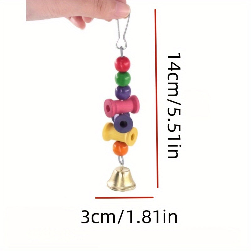 15pcs Bird Chewing Hanging Toys Set, Multicolored Bird Toys With Swing, Perching Stand, Parrot Toys, Hanging Bell Pet Bird Cage Hammock, Swing Toy, Wooden Perch Chewing Toy (Random Color)