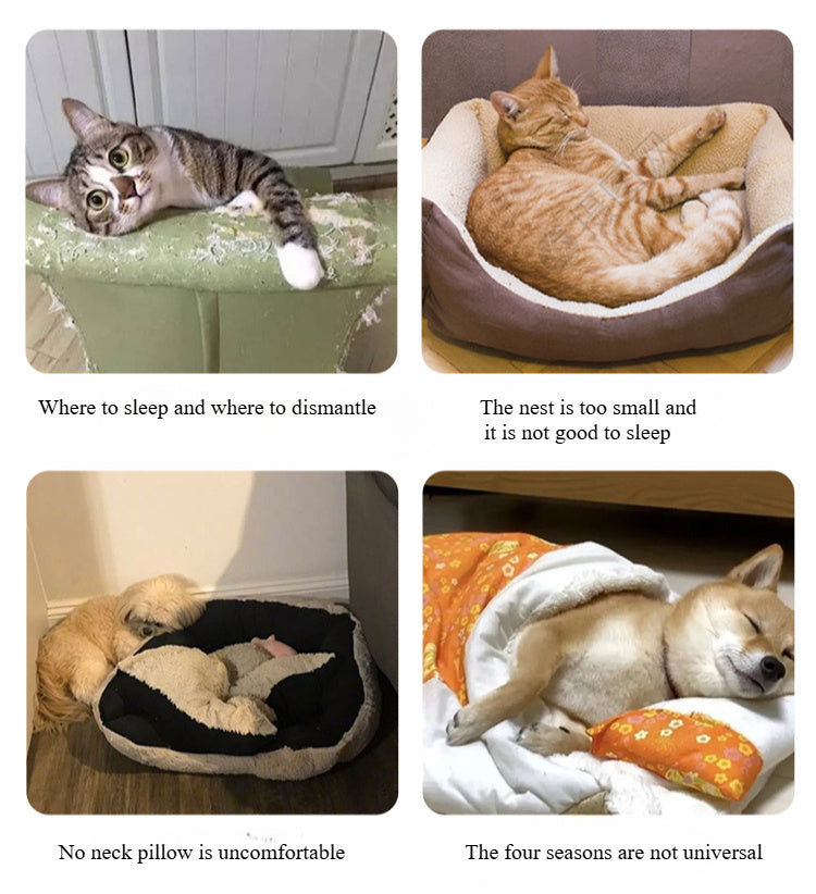[Thick Warm Cozy Pet Bed] Cozy Plush Oval Pet Bed for Cats & Dogs - Thick, Warm Nest for All Seasons, Classic Style