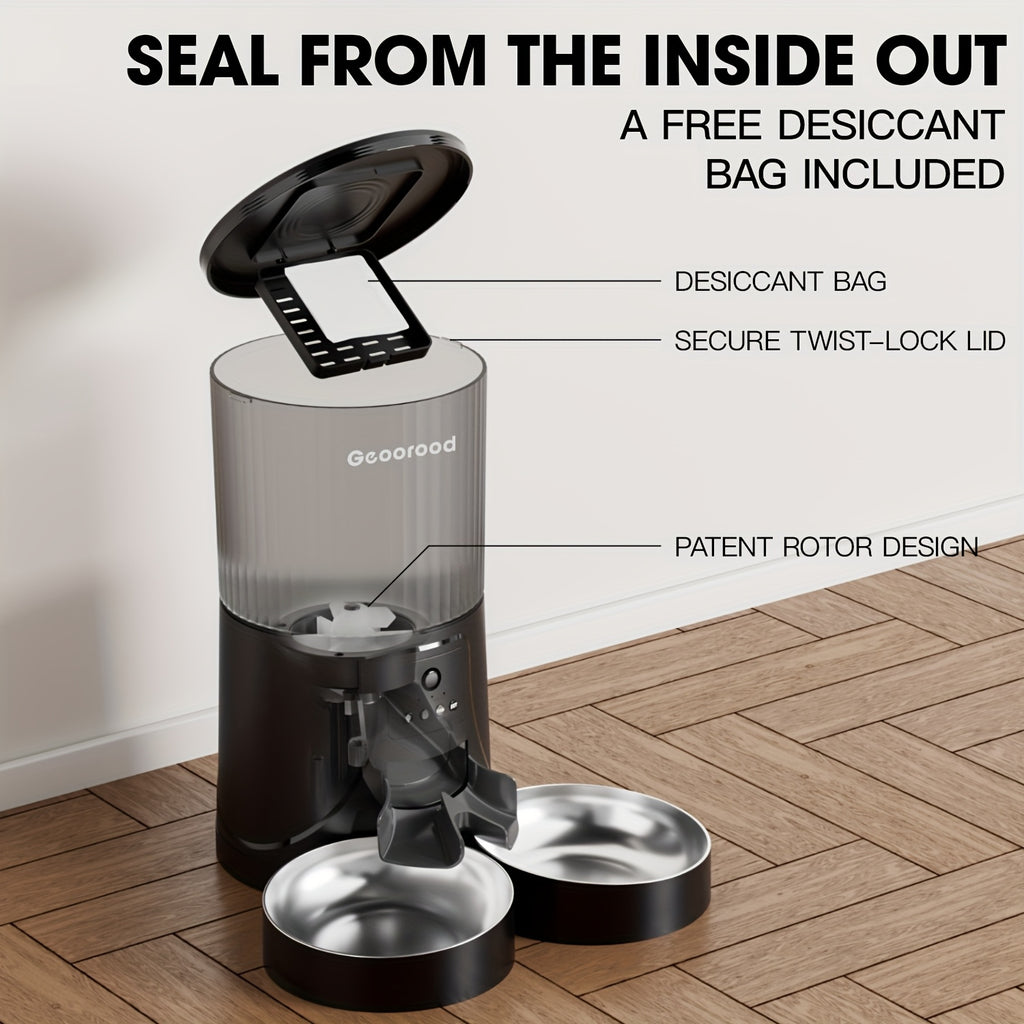 Automatic Feeding Device for 2 Cats, WiFi Cat Food Dispenser with APP for Remote Feeding, Timed Automatic Feeding Device for Dogs, Dual Tray Pet Feeding Device for Cats And Dogs