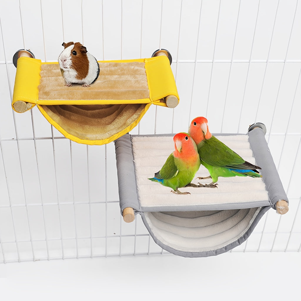 1pc Double-Layer Hanging Hammock For Birds, Warm Winter Nest With Soft Plush Lining, Cage Accessory