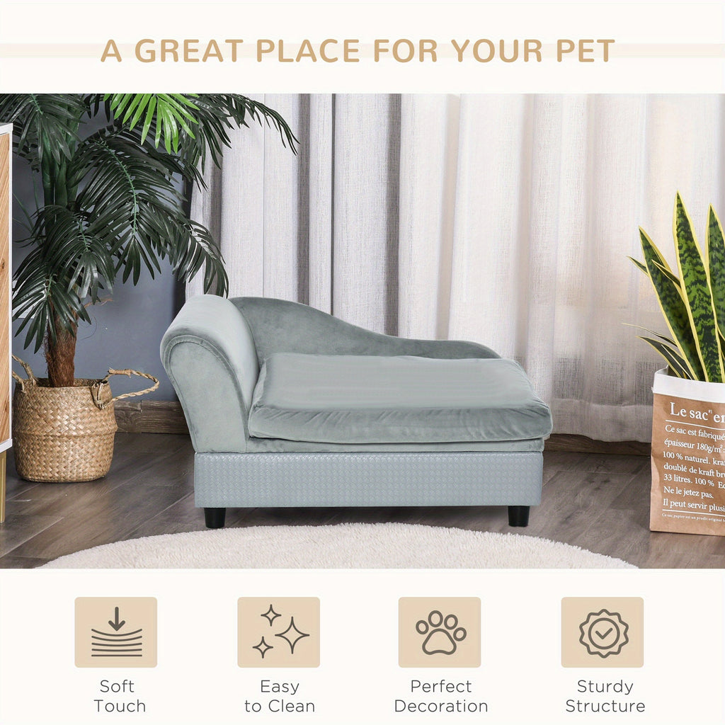 PawHut Luxury Fancy Dog Bed for Small Dogs with Hidden Storage - Soft 3" Foam, Cushy Dog Sofa Bed - Modern Pet Furniture for Puppies and Little Breeds - Gray - For Small Dog Breeds - Perfect Gift for Dog Lovers