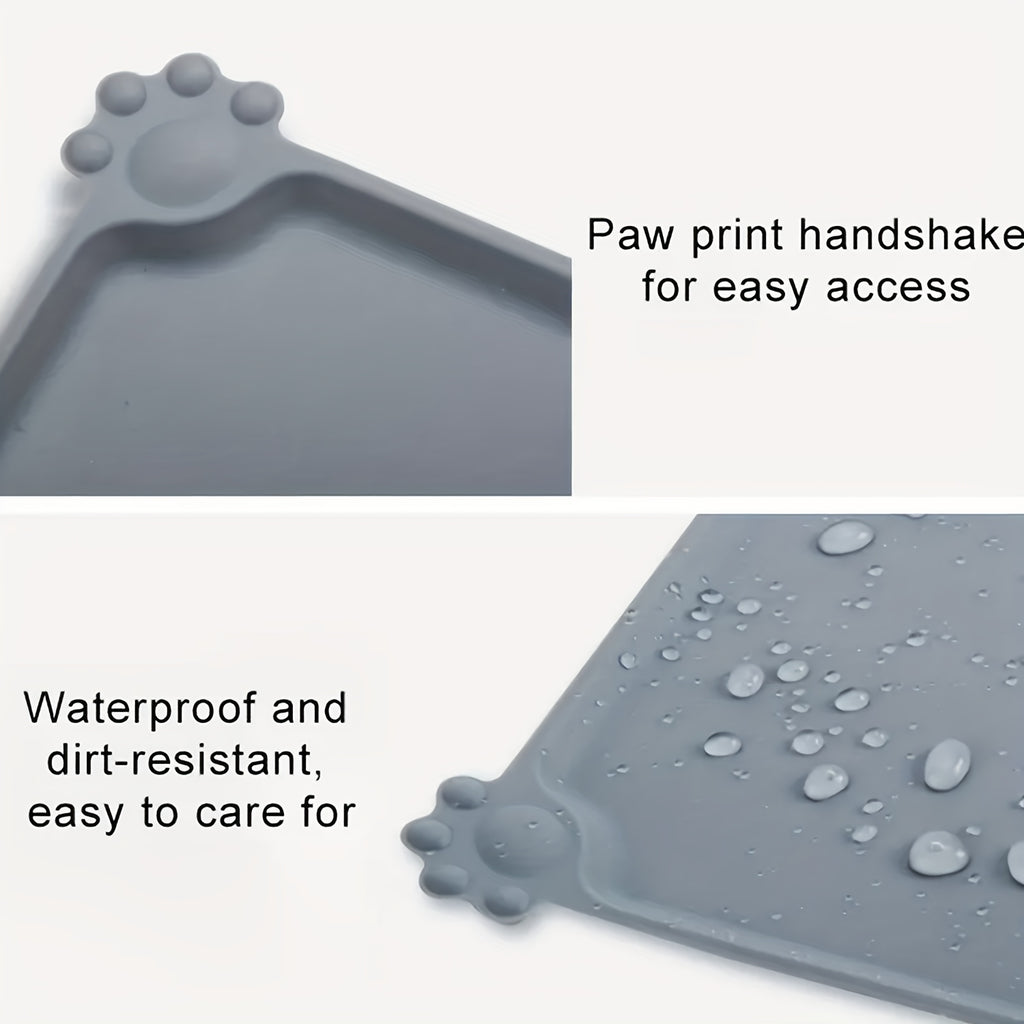 Waterproof Silicone Dog Bowl Mat, Non-Slip Leak Proof Pet Feeding Placemat With Raised Edges For Easy Clean Up