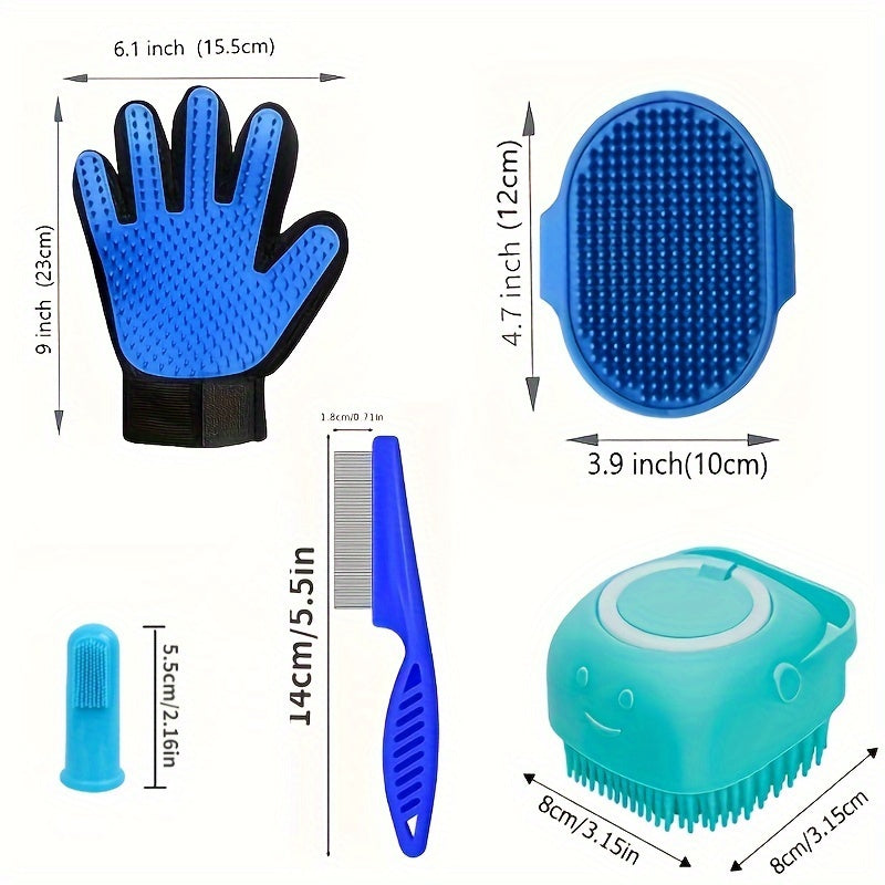 [8-Piece Pet Grooming Kit Uncharged] 8-Piece Pet Grooming Kit for Dogs - PP Material, Uncharged, Battery-Free - Includes Shampoo Brush, Flea Comb, Nail Clippers, Toothbrush, and More