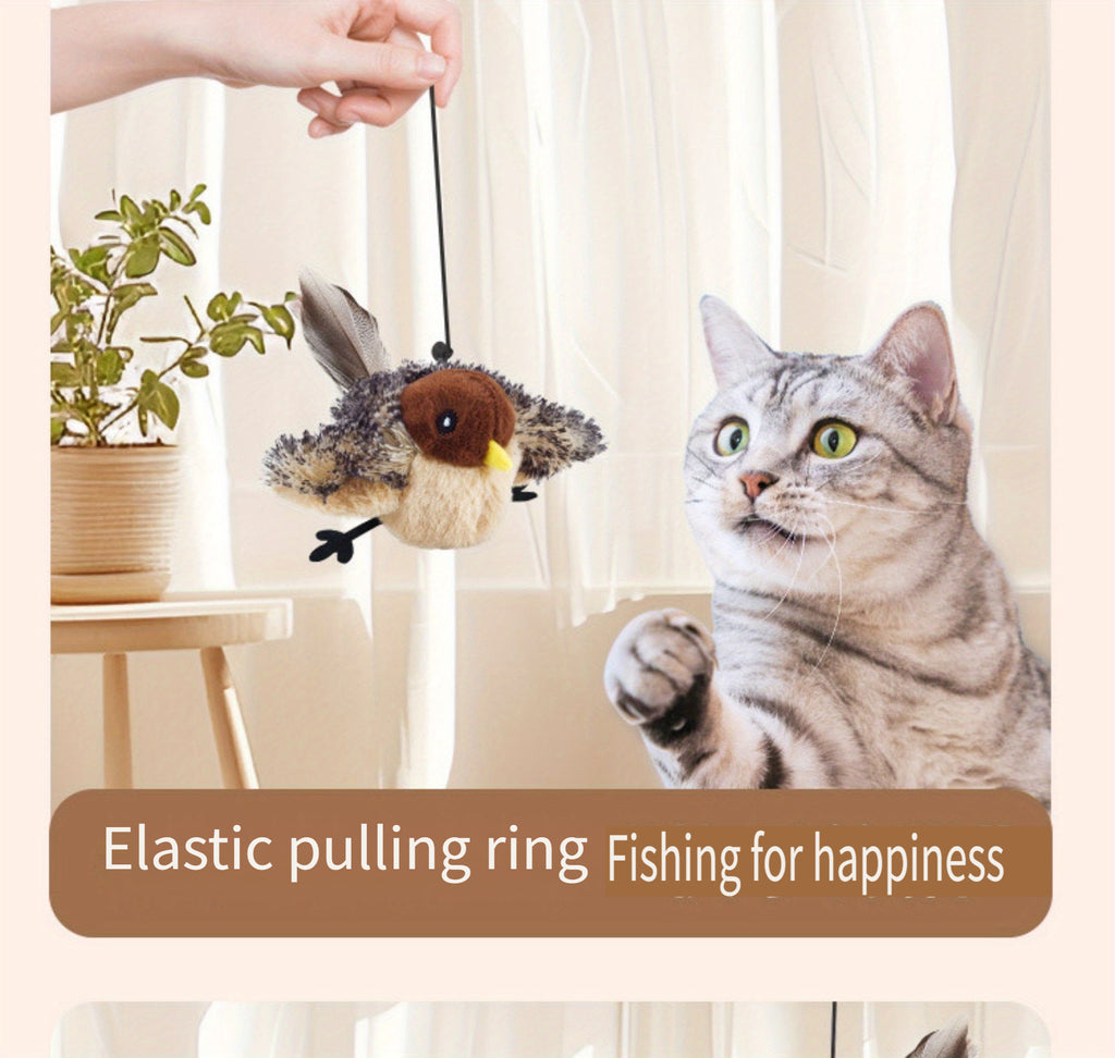 Interactive Plush Bird Cat Toy with Self-Raising Sound, Includes Pet Herb - Non-Electric Fabric Pet Toy, Simulated, TikTok
