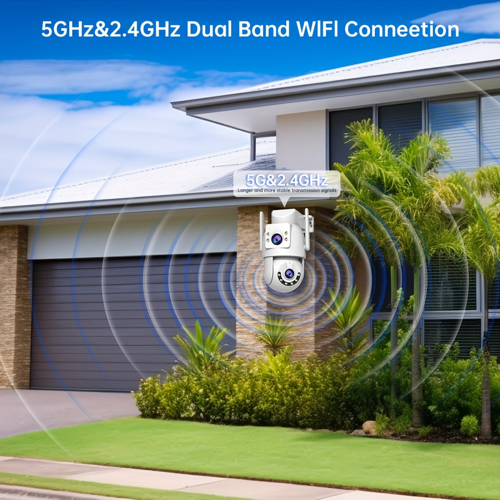 JOOAN 5G WiFi Dual Lens PTZ Outdoor IP Camera - Two-Way Audio, Auto Tracking, Screen Security Monitor for Elderly, Youngsters & Pets