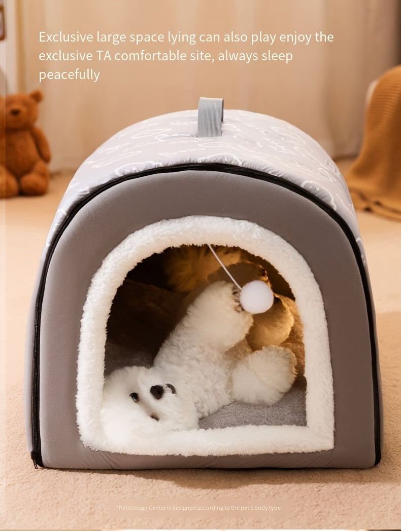 1pc Cozy Cartoon Pet Bed - Soft PP Cotton, Removable & Washable, Four Seasons Universal Kennel for Extra Small to Large Dogs