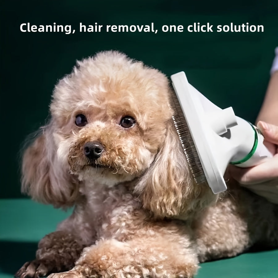 2-in-1 Portable Pet Grooming Drying Brush - Fast, Smooth, Efficiently Drying for Reduced Shedding and Tangling, Ideal for All Body Sizes of Dogs and Cats, Metal Body, Stainless Steel Bristles, US Plug, 110V/220V