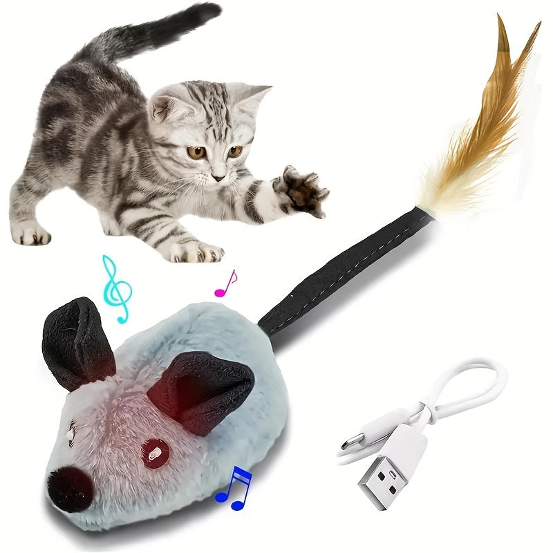Cat toy electric charging LD light automatic obstacle avoidance plush mouse cat self high automatic relief from boredom and bite resistant pet toy