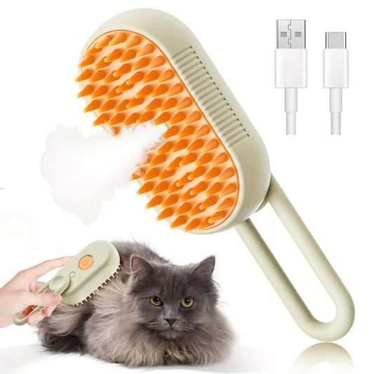 Cat/Dog Steam Brush - Spray Design, 3in 1 Cat Steamy Brush with Steamer, Pet Spray Hair Comb, Steam Brush for Dogs - Suitable for All Pets -Pet Spray Hair Comb (coffee)