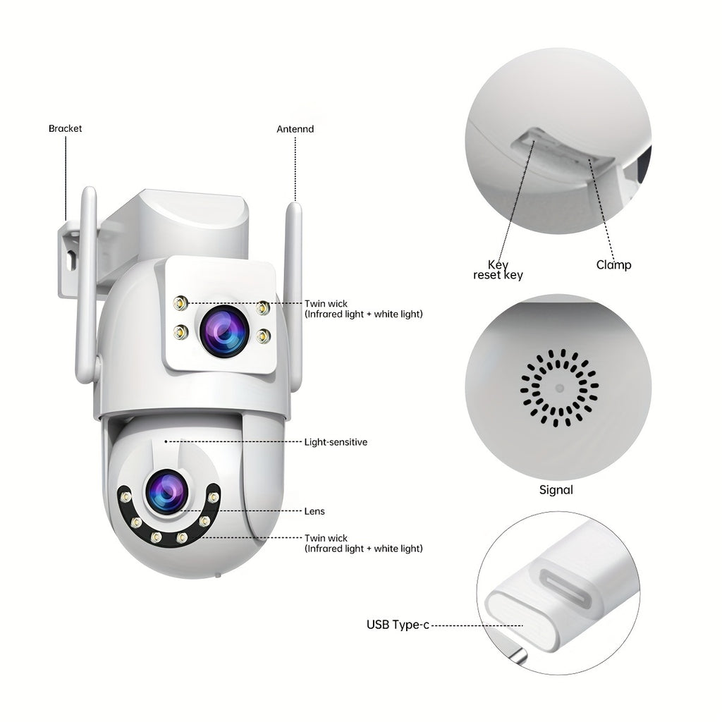 JOOAN 5G WiFi Dual Lens PTZ Outdoor IP Camera - Two-Way Audio, Auto Tracking, Screen Security Monitor for Elderly, Youngsters & Pets