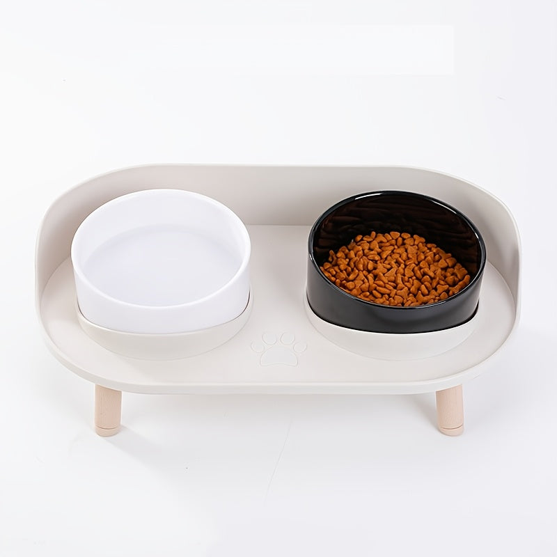 [Durable Pet Feeding Station] Durable Multifunctional Pet Feeding Station | Double Bowls for Cat and Dog | Neck Protection Design | Non-Slip Spill-Resistant Base | Easy to Clean for Small and Medium Pets