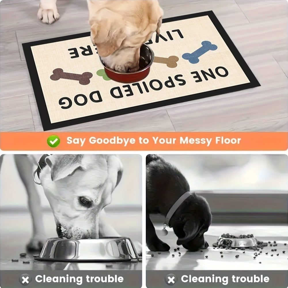 Absorbent Non-Slip Dog Feeding Mat, Quick Dry Polyester & Rubber Pet Bowl Mat, Waterproof Dog Food Mat for Cats and Dogs, Durable Pet Feeding Pad for Food and Water Bowls