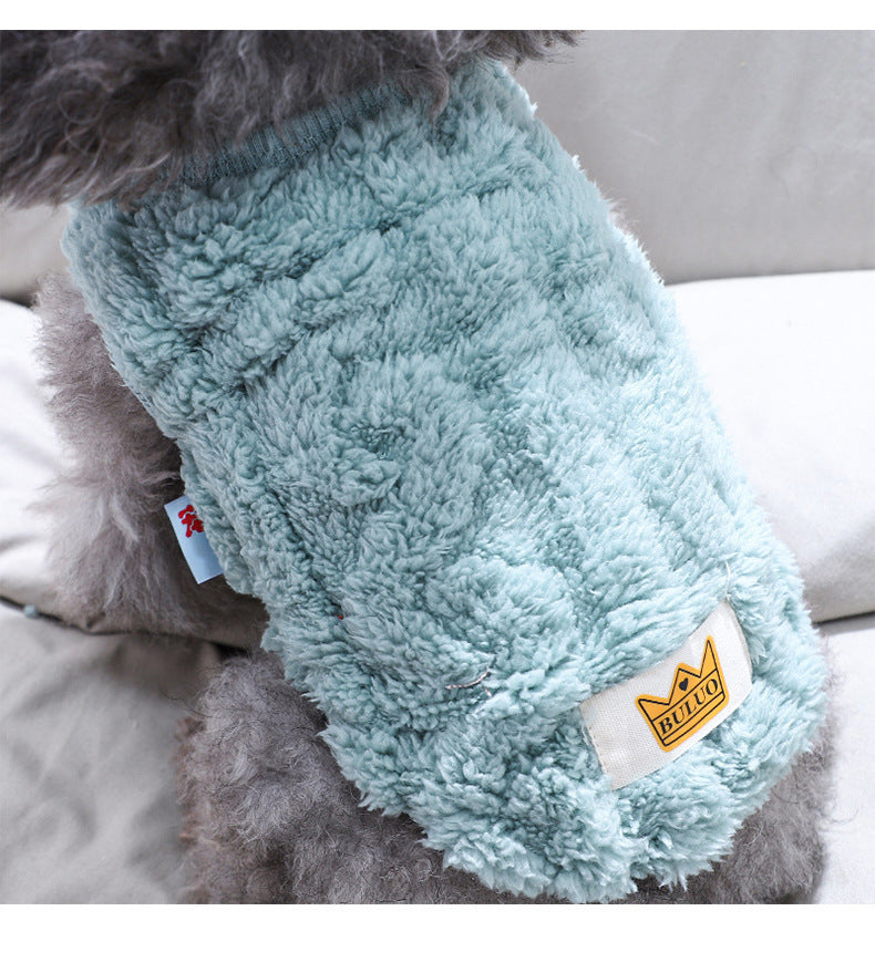4pcs Dog Sweaters - Cute Fleece Pullover Coats with Wavy Double-Sided Design, Warm Winter Outfits for Small & Medium Dogs & Cats, Soft Polyester Pet Apparel in Light Blue, Red, Yellow, White, Dog Sweater, Pet Winter Wear, Pla