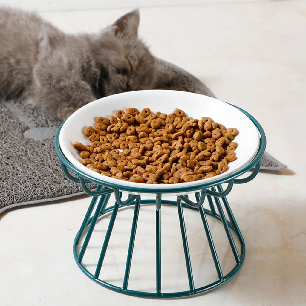 1pcs Ceramic Cat Food Bowl Wide  Safe Pets Water Food Bowls Non Slip Shallow Dish for Kitten Puppy Food Water Feeding