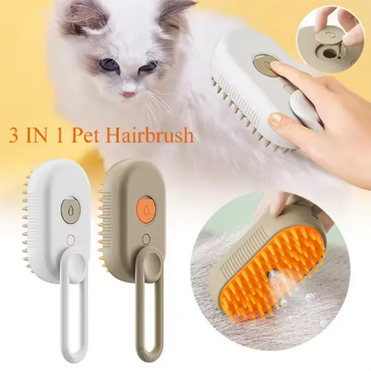 Cepillo masajeador con pulverizador de vapor para gatos y perros, plegable, giratorio y flotante, para depilación y baño.