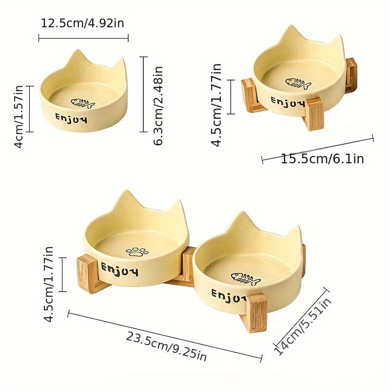 Ceramic Raised cat bowl Anti Rollover Cat Feeder for Small Dogs cats Round Pet Water Bowl Pet Supplies