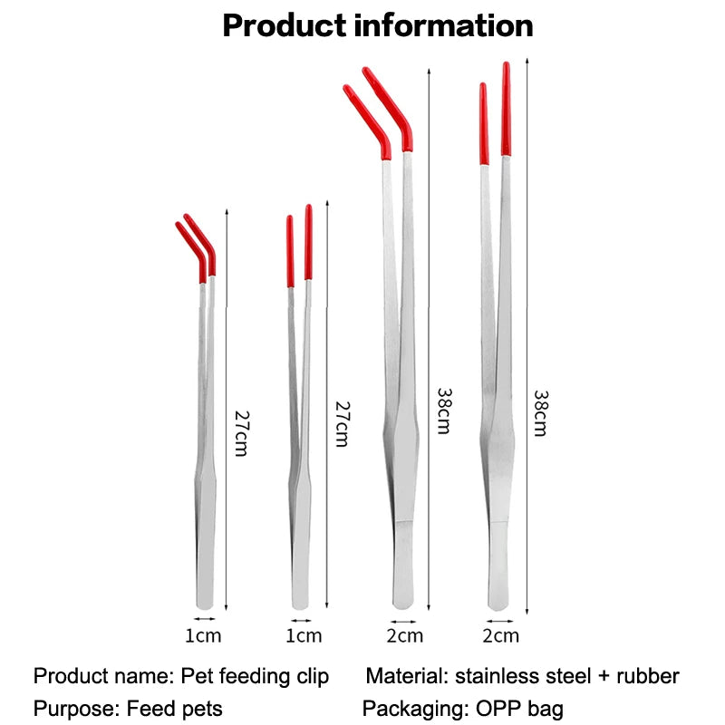 Stainless Steel Reptile Feeding Tongs With Rubber Tips Aquarium Aquarium Straight And Curved Tweezers Pet Feeding Accessories