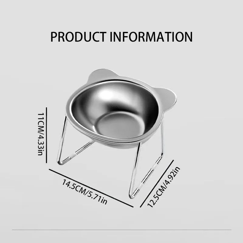 Raised Cat Bowls Tilted Neck Guard Cat Food Bowl 304 Stainless Steel Shatter-resistant Elevated 15° Pet Supplies for Puppy Cat