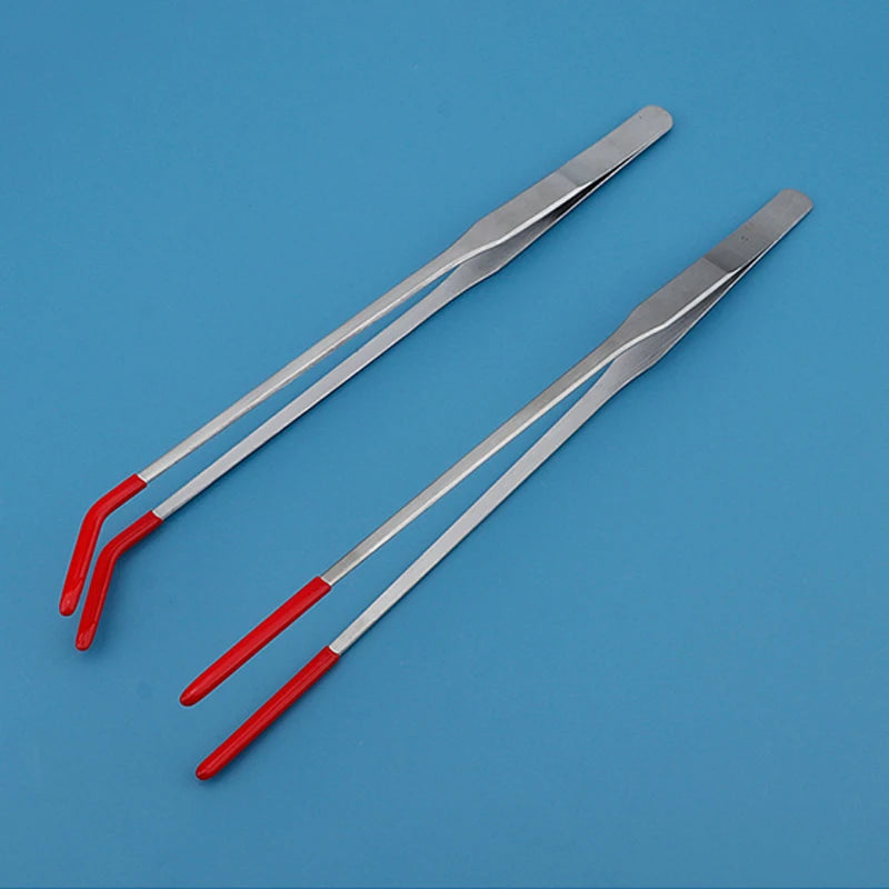 Stainless Steel Reptile Feeding Tongs With Rubber Tips Aquarium Aquarium Straight And Curved Tweezers Pet Feeding Accessories