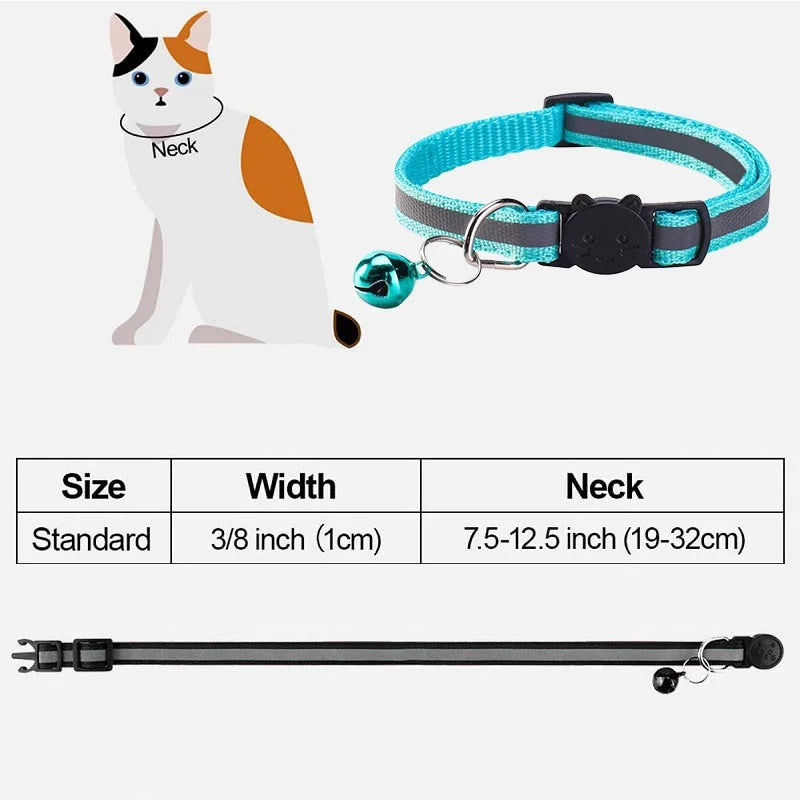 Cat Collar with Bell Cats Necklace Kitten Collar Breakaway  Collar Anti-strangling Armrests for Cat Necklace Pet Strap MBO02